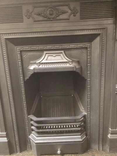 Antique Victorian cast iron combination fireplace - detail
