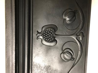 Antique Art Nouveau Cast Iron Fireplace - detail