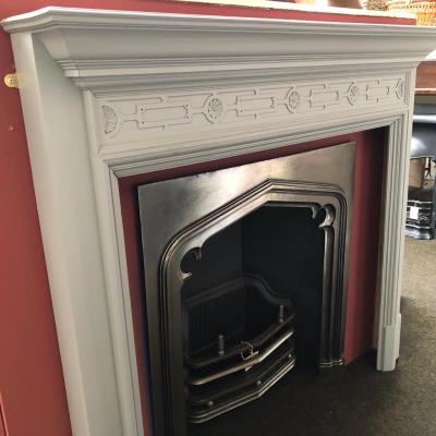 Antique late Victorian painted fire surround - side